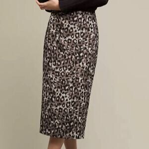 Tracy Reese Anthropologie Berlin Silk Leopard Pencil Skirt